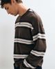 ASOS DESIGN ASOS DESIGN oversized boxy striped long sleeve henley in brown waffle - 3