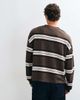 ASOS DESIGN ASOS DESIGN oversized boxy striped long sleeve henley in brown waffle - 4