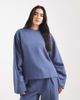 ASOS DESIGN ASOS DESIGN oversized brushback sweatshirt with ruched sleeve detailing in denim blue-Navy - 1