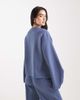 ASOS DESIGN ASOS DESIGN oversized brushback sweatshirt with ruched sleeve detailing in denim blue-Navy - 4