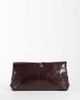 ASOS DESIGN ASOS DESIGN oversized clutch in burgundy with hardware detail-Brown - 4