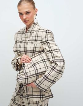 ASOS DESIGN ASOS DESIGN oversized clutch purse in cream plaid-Multi