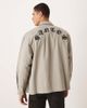 ASOS DESIGN ASOS DESIGN oversized collar twill shirt with back embroidery in beige - part of a set-Neutral - 1