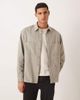 ASOS DESIGN ASOS DESIGN oversized collar twill shirt with back embroidery in beige - part of a set-Neutral - 3