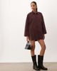 ASOS DESIGN ASOS DESIGN oversized cord shirt mini dress in washed burgundy-Red - 1