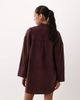 ASOS DESIGN ASOS DESIGN oversized cord shirt mini dress in washed burgundy-Red - 4