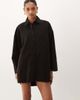 ASOS DESIGN ASOS DESIGN oversized corduroy mini shirt dress in washed black - 1