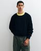 ASOS DESIGN ASOS DESIGN oversized crew neck ringer sweater in black with yellow contrast neck - 1