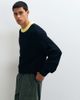 ASOS DESIGN ASOS DESIGN oversized crew neck ringer sweater in black with yellow contrast neck - 3
