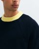 ASOS DESIGN ASOS DESIGN oversized crew neck ringer sweater in black with yellow contrast neck - 4