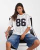 ASOS DESIGN ASOS DESIGN oversized crochet lace t-shirt with sporty number graphic in cream-White - 1