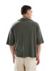 ASOS DESIGN ASOS DESIGN oversized deep v polo in khaki texture-Green - 3