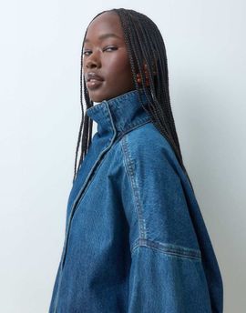 ASOS DESIGN ASOS DESIGN oversized denim bomber jacket in mid wash blue - part of a set