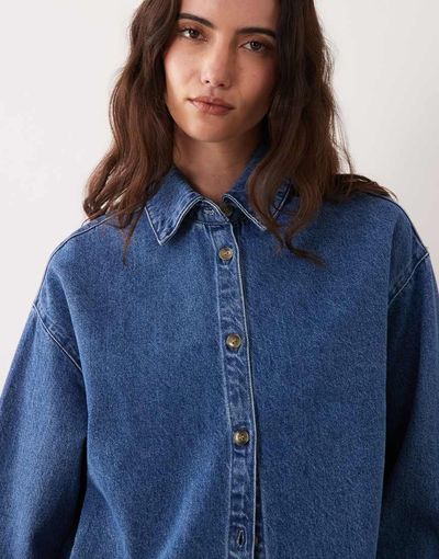ASOS DESIGN ASOS DESIGN oversized denim shirt in mid blue