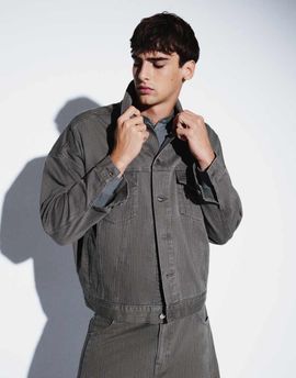 ASOS DESIGN ASOS DESIGN oversized denim trucker jacket in gray herringbone