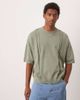 ASOS DESIGN ASOS DESIGN oversized fit knit crew neck T-shirt with embroidery detail in sage green - 1