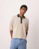 ASOS DESIGN ASOS DESIGN oversized fit knit textured polo in ecru with contrast collar-Neutral - 1