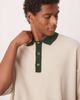 ASOS DESIGN ASOS DESIGN oversized fit knit textured polo in ecru with contrast collar-Neutral - 4