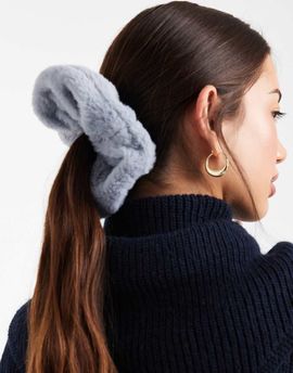ASOS DESIGN ASOS DESIGN oversized fluffy scrunchie in blue
