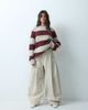 ASOS DESIGN ASOS DESIGN oversized fluffy sweater in burgundy and oatmeal stripes-Red - 2