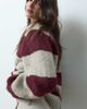 ASOS DESIGN ASOS DESIGN oversized fluffy sweater in burgundy and oatmeal stripes-Red - 3