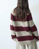 ASOS DESIGN ASOS DESIGN oversized fluffy sweater in burgundy and oatmeal stripes-Red - 4