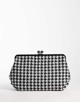 ASOS DESIGN ASOS DESIGN oversized frame clutch bag in houndstooth-Black