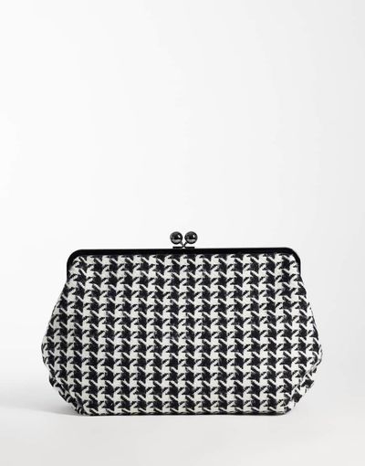 ASOS DESIGN ASOS DESIGN oversized frame clutch bag in houndstooth-Black