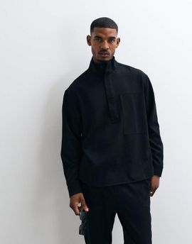 ASOS DESIGN ASOS DESIGN oversized funnel neck dress shirt in black