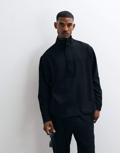 ASOS DESIGN ASOS DESIGN oversized funnel neck dress shirt in black