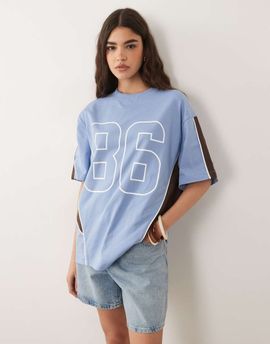 ASOS DESIGN ASOS DESIGN oversized graphic football tee in light blue