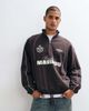 ASOS DESIGN ASOS DESIGN oversized half zip sweatshirt with self elasticated hem, piping and print in brown - 1