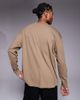 ASOS DESIGN ASOS DESIGN oversized heavyweight long sleeve t-shirt with cuff detailing in brown - 3