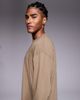 ASOS DESIGN ASOS DESIGN oversized heavyweight long sleeve t-shirt with cuff detailing in brown - 4