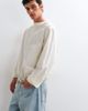 ASOS DESIGN ASOS DESIGN oversized henley shirt with drawcord hem in off white - 4