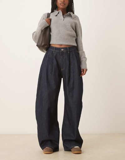 ASOS DESIGN ASOS DESIGN oversized horseshoe jeans in rinse wash-Blue
