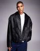 ASOS DESIGN ASOS DESIGN oversized jacket in faux leather with cord collar in black - 1