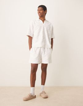 ASOS DESIGN ASOS DESIGN oversized jacquard shorts in ecru - part of a set-Neutral