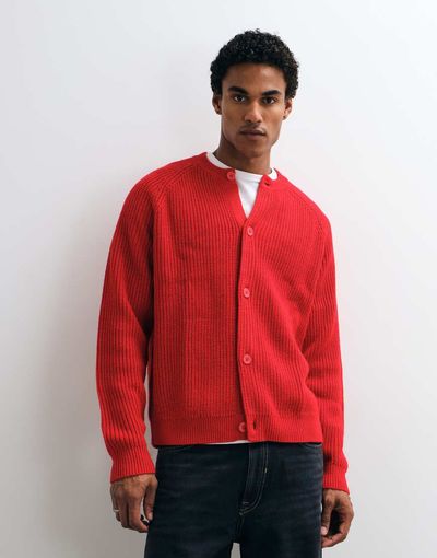 ASOS DESIGN ASOS DESIGN oversized knitted fisherman rib cardigan in red