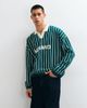 ASOS DESIGN ASOS DESIGN oversized knitted notch neck polo in green with print detail - 1