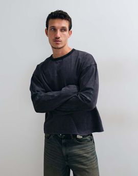 ASOS DESIGN ASOS DESIGN oversized long sleeve ringer T-shirt washed charcoal-Gray