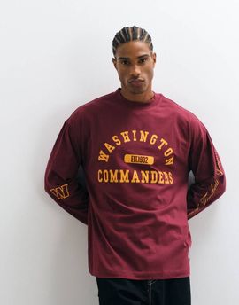 ASOS DESIGN ASOS DESIGN oversized long sleeve t-shirt with NFL Washington Commanders print in Burgundy-RED