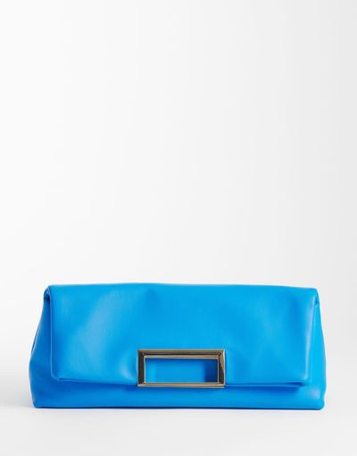 ASOS DESIGN ASOS DESIGN oversized metal handle clutch in bright blue