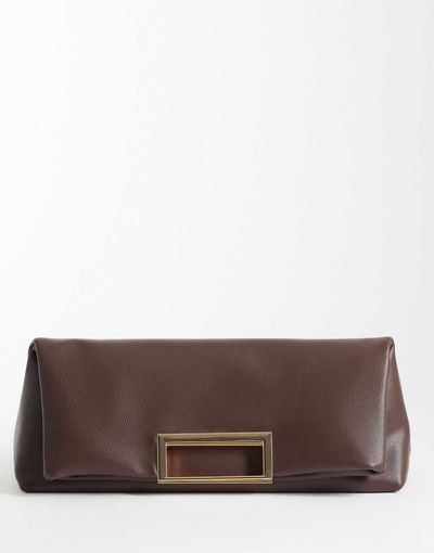 ASOS DESIGN ASOS DESIGN oversized metal handle clutch in chocolate-Brown