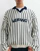 ASOS DESIGN ASOS DESIGN oversized notch neck polo in ecru and navy with graphic print-NEUTRAL - 1