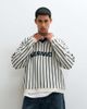ASOS DESIGN ASOS DESIGN oversized notch neck polo in ecru and navy with graphic print-NEUTRAL - 3