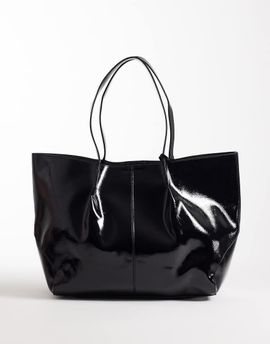 ASOS DESIGN ASOS DESIGN oversized patent tote with zippered pouch in black
