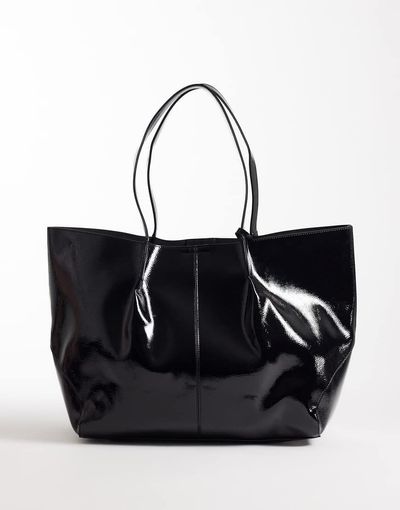 ASOS DESIGN ASOS DESIGN oversized patent tote with zippered pouch in black