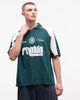ASOS DESIGN ASOS DESIGN oversized polo shirt with cut and sew paneling and sporty graphics in dark green - 1
