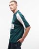 ASOS DESIGN ASOS DESIGN oversized polo shirt with cut and sew paneling and sporty graphics in dark green - 3